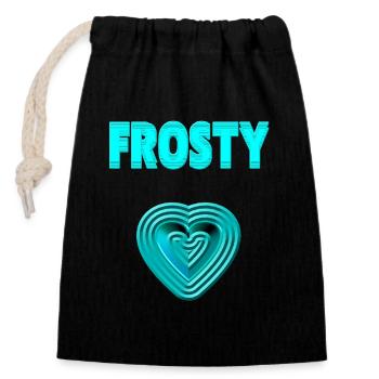 FROSTY HEART - in love - Closable cotton gift bag (14x20cm) - black - Front