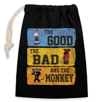 The Good The Bad The Monkey Vintage Island Geschen - Sac cadeau en coton avec cordon (14 x 20 cm) - noir - Devant