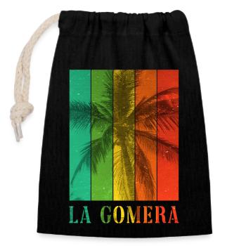 La Gomera Sommer Sonne Strand Meer Palmen - Verschließbarer Geschenkbeutel aus Baumwolle (14x20cm) - Schwarz - Vorne
