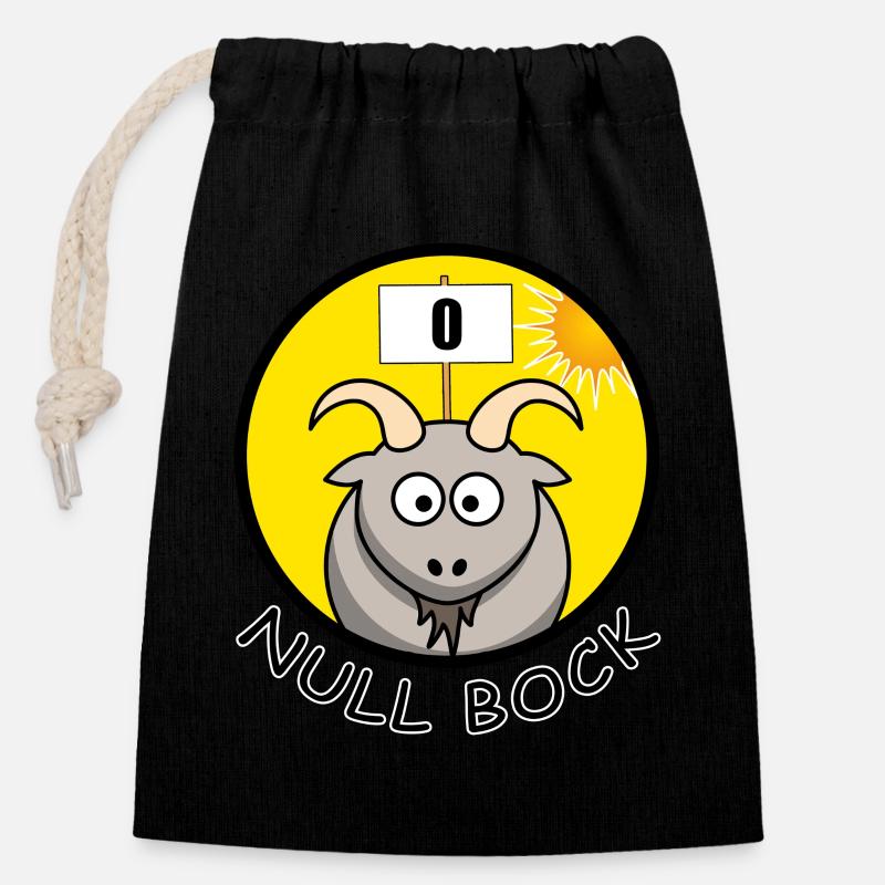 Null Bock Kein Bock Schafbock Ziegenbock Geschenk - Verschließbarer Geschenkbeutel aus Baumwolle (14x20cm) - Schwarz