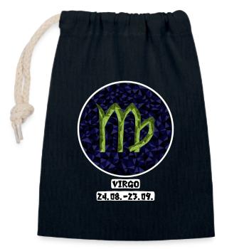 Vierge 24.08.-23.09. - Sac cadeau en coton avec cordon (14 x 20 cm) - bleu marine - Devant