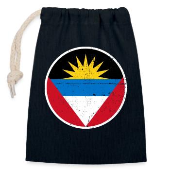 Antigua & Barbuda Flag Antiguan - Closable cotton gift bag (14x20cm) - navy - Front