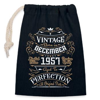 Vintage Dezember 1957, Retro Geburtstagsgeschenk - Verschließbarer Geschenkbeutel aus Baumwolle (14x20cm) - Navy - Vorne