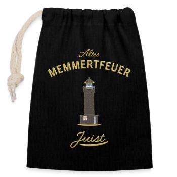 Juist, Leuchtturm Altes Memmertfeuer - Verschließbarer Geschenkbeutel aus Baumwolle (14x20cm) - Schwarz - Vorne