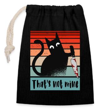 Ce n’est pas le mien, Chat innocent avec couteau - Sac cadeau en coton avec cordon (14 x 20 cm) - noir - Devant