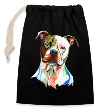 Staffordshire Terrier - Sac cadeau en coton avec cordon (14 x 20 cm) - noir - Devant