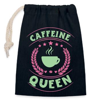 Caffeine queen - Closable cotton gift bag (14x20cm) - navy - Front