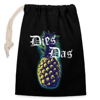 Dies Das Ananas Labern Rumlabern Früchte Vegan - Verschließbarer Geschenkbeutel aus Baumwolle (14x20cm) - Schwarz - Vorne