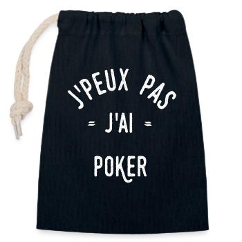 J’peux pas j’ai poker - Sac cadeau en coton avec cordon (14 x 20 cm) - bleu marine - Devant