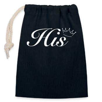 « son » design, design de couple - Sac cadeau en coton avec cordon (14 x 20 cm) - bleu marine - Devant