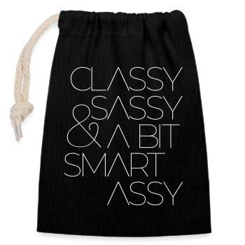Chicy Sassy et un peu intelligent Assy - Sac cadeau en coton avec cordon (14 x 20 cm) - noir - Devant