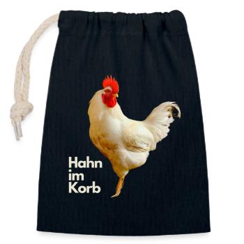 Coq dans le panier - Sac cadeau en coton avec cordon (14 x 20 cm) - bleu marine - Devant
