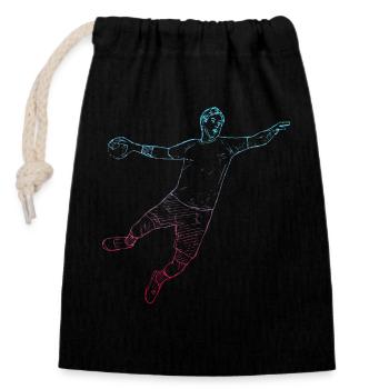 handball handballspieler handballer - Verschließbarer Geschenkbeutel aus Baumwolle (14x20cm) - Schwarz - Vorne