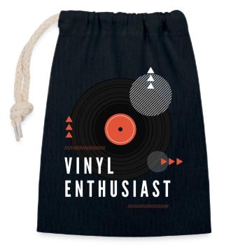 Vinyl Enthusiast - Closable cotton gift bag (14x20cm) - navy - Front