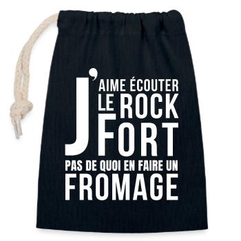 Roquefort, fromage, fromage humour - Sac cadeau en coton avec cordon (14 x 20 cm) - bleu marine - Devant
