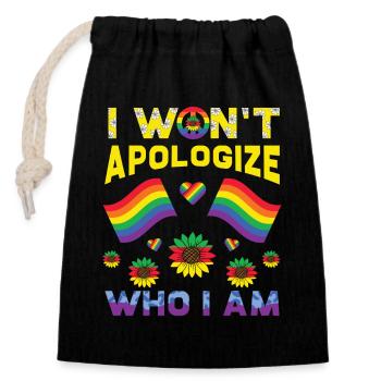 LGBT, arc-en-ciel, pride - Sac cadeau en coton avec cordon (14 x 20 cm) - noir - Devant