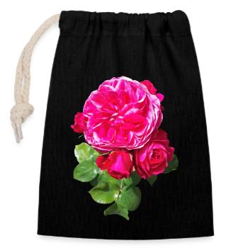 Rosarote Frühlingsrose - Verschließbarer Geschenkbeutel aus Baumwolle (14x20cm) - Schwarz - Vorne