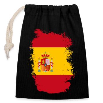 Drapeau d'Espagne Drapeau espagnol vintage Look usé - Sac cadeau en coton avec cordon (14 x 20 cm) - noir - Devant