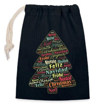 Dicton drôle de Noël - Sac cadeau en coton avec cordon (14 x 20 cm) - bleu marine - Devant