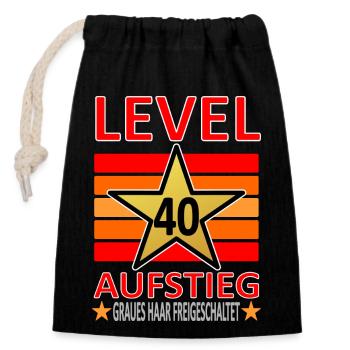 40 Jahre Geburtstag-Level 40-Graues Haar-lustig V2 - Verschließbarer Geschenkbeutel aus Baumwolle (14x20cm) - Schwarz - Vorne
