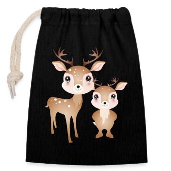 two cute deer - favourite motif for two - Closable cotton gift bag (14x20cm) - black - Front