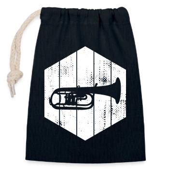 Trompete Zeichnung - Verschließbarer Geschenkbeutel aus Baumwolle (14x20cm) - Navy - Vorne