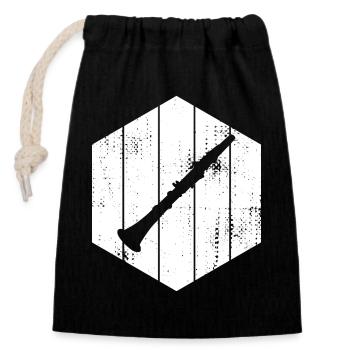 Clarinette - Sac cadeau en coton avec cordon (14 x 20 cm) - noir - Devant