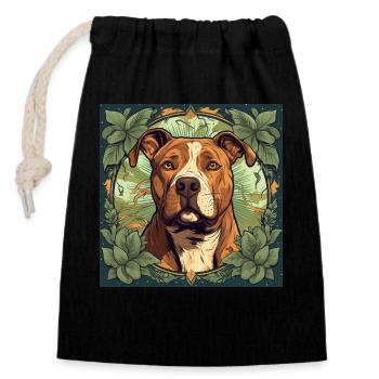 American Pitbull Terrier Hund - Verschließbarer Geschenkbeutel aus Baumwolle (14x20cm) - Schwarz - Vorne
