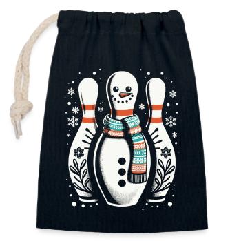 Bowling Skittles Snowman Christmas - Closable cotton gift bag (14x20cm) - navy - Front