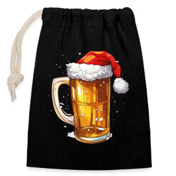 Weihnachten Bier Weihnachtsbier Prost Lustig Humor - Verschließbarer Geschenkbeutel aus Baumwolle (14x20cm) - Schwarz - Vorne