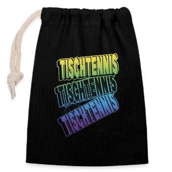 Tischtennis Schrift Spruch Bunt Sport Verein Fan - Verschließbarer Geschenkbeutel aus Baumwolle (14x20cm) - Schwarz - Vorne