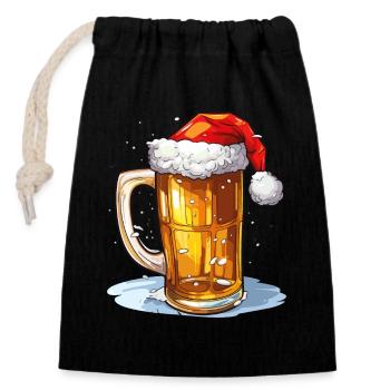 Weihnachten Bier Weihnachtsbier Prost Lustig Humor - Verschließbarer Geschenkbeutel aus Baumwolle (14x20cm) - Schwarz - Vorne