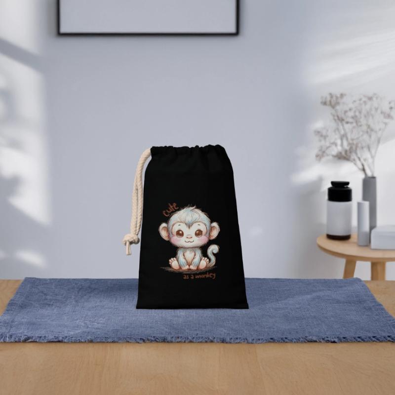 Cute as a Monkey - Cute Monkey, Cute Monkey Closable cotton gift bag (14x20cm)
