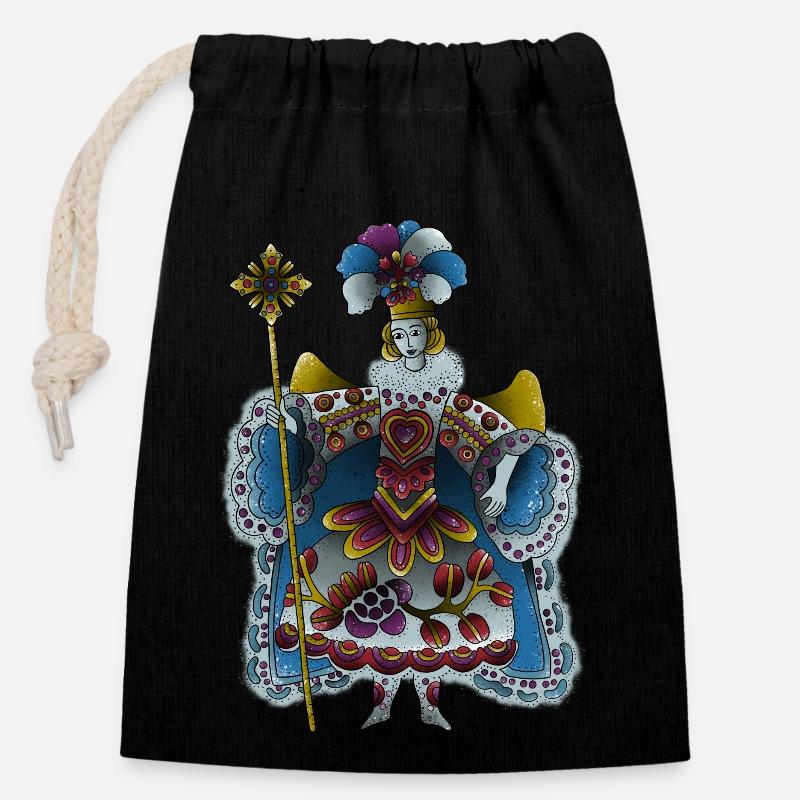 Ange - Sac cadeau en coton avec cordon (14 x 20 cm) - noir