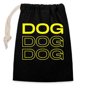 Three-dimensional - Closable cotton gift bag (14x20cm) - black - Front