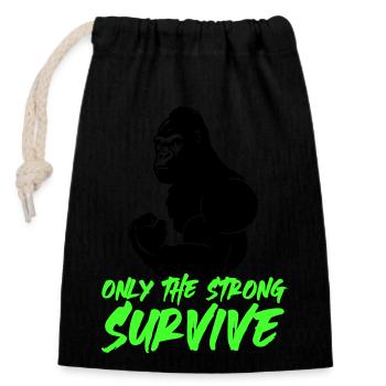 Gorilla Strong - Closable cotton gift bag (14x20cm) - black - Front
