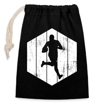 Rugby Drawing - Closable cotton gift bag (14x20cm) - black - Front