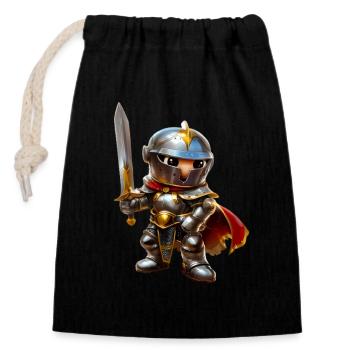 Knight #lovely toons - Closable cotton gift bag (14x20cm) - black - Front