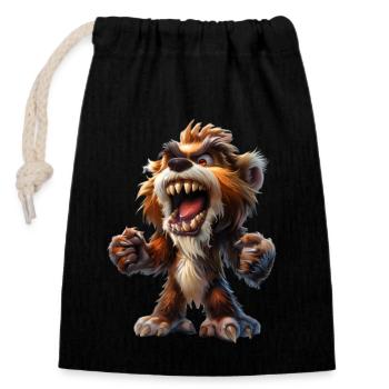 Bigfoot #lovely toons - Closable cotton gift bag (14x20cm) - black - Front