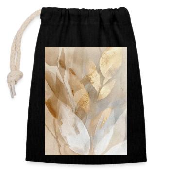 Feuilles d’accent dorées - Sac cadeau en coton avec cordon (14 x 20 cm) - noir - Devant