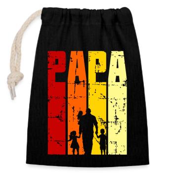 Papa 3 Kinder stolzer - Verschließbarer Geschenkbeutel aus Baumwolle (14x20cm) - Schwarz - Vorne