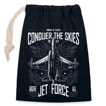 Erobern Sie die Lüfte F16 Jet Vintage Militärflug - Verschließbarer Geschenkbeutel aus Baumwolle (14x20cm) - Navy - Vorne