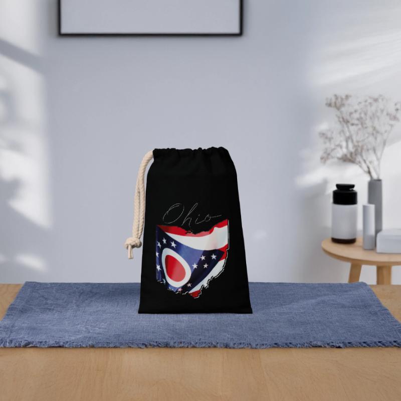 Ohio (USA) | echte Flagge | Flag Map Script Verschließbarer Geschenkbeutel aus Baumwolle (14x20cm)