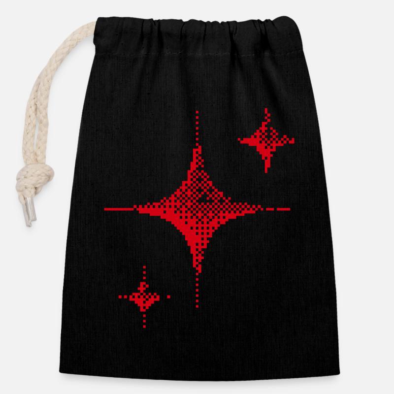 Red Spark Minimal - Closable cotton gift bag (14x20cm) - black