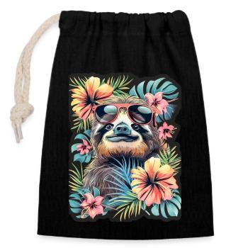 Cute Sloth Baby - Closable cotton gift bag (14x20cm) - black - Front