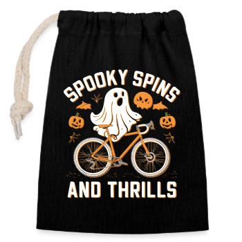 Spooky Spins Halloween Bicycle Tee - Closable cotton gift bag (14x20cm) - black - Front