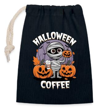 Wie man Halloween mit Mumie und Kürbissen macht - Verschließbarer Geschenkbeutel aus Baumwolle (14x20cm) - Navy - Vorne