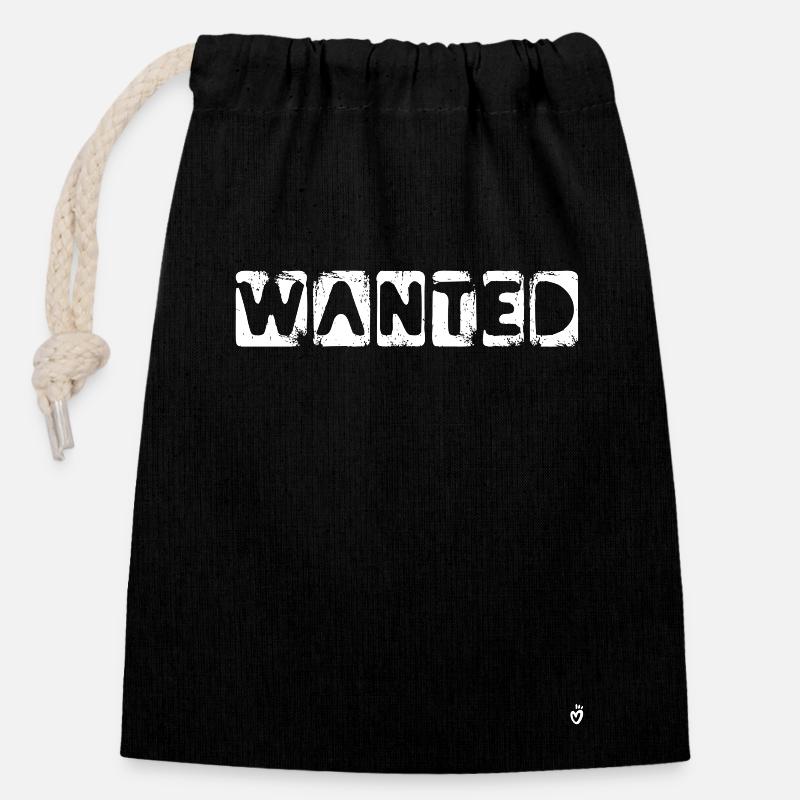 Wanted - Closable cotton gift bag (14x20cm) - black