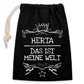 Nom de jeune fille Herta - Sac cadeau en coton avec cordon (14 x 20 cm) - noir - Devant