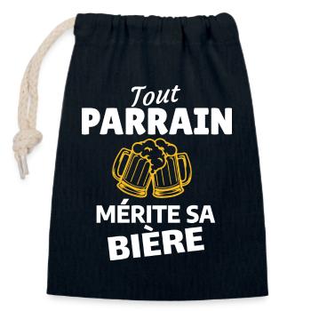 Humor Beer Friends Paragliding - Closable cotton gift bag (14x20cm) - navy - Front